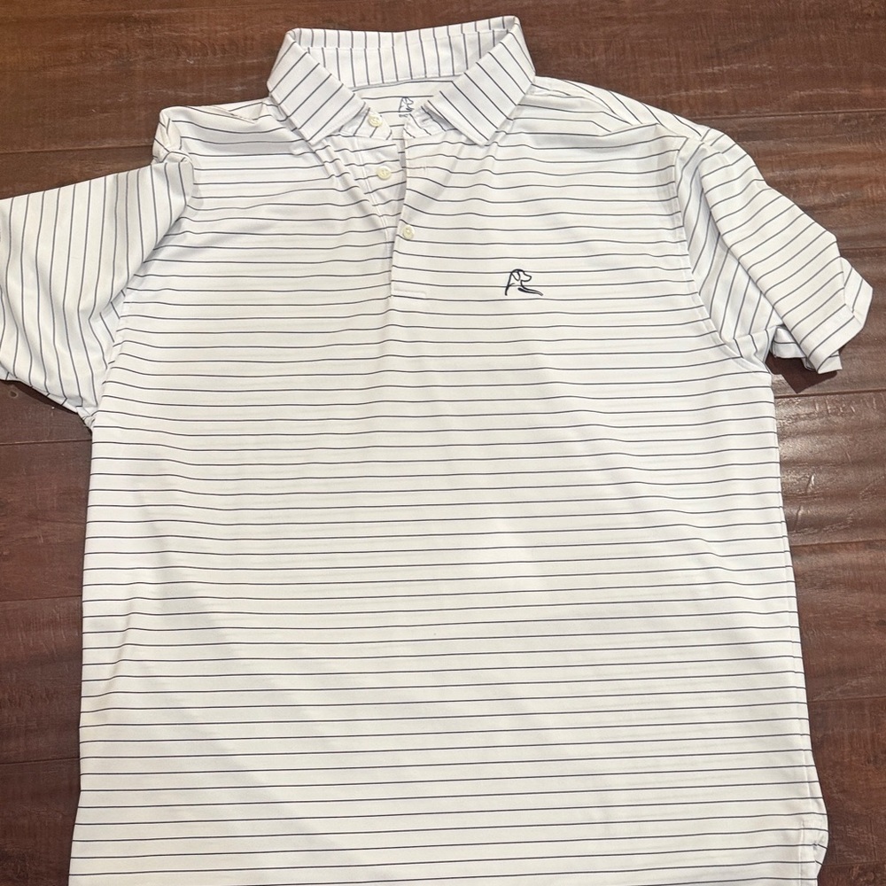 Rhoback Classic White Polo with Black Stripes